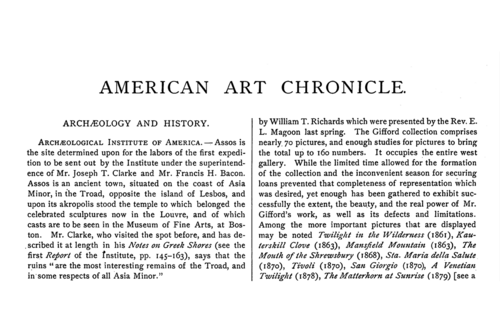 Heading of the article "American Art Chronicle" from the American Art Review